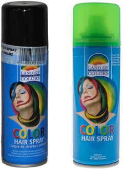 Set van 2x kleuren haarverf/haarspray van 120 ml - Zwart en Groen