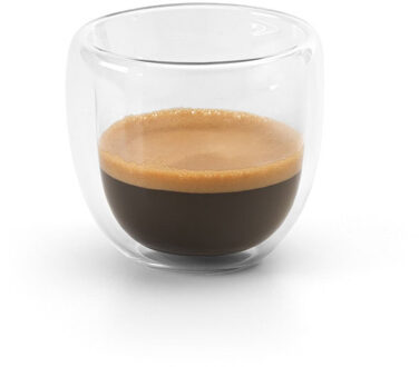 Set van 2x Koffie/espresso glazen dubbelwandig 70 ml - transparant - Koffie- en theeglazen