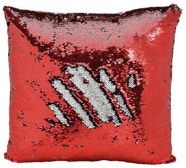 Set van 2x kussens rood metallic met pailletten 40 x 40 cm - Sierkussens