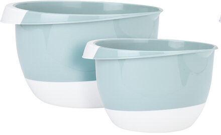 Set van 2x mengkommen/roerkommen kunststof mint groen 2L en 3,5L - Saladeschalen