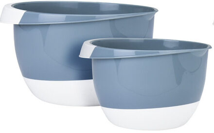 Set Van 2x Mengkommen/roerkommen Kunststof Turquoise Blauw 2l En 3,5l - Saladeschalen