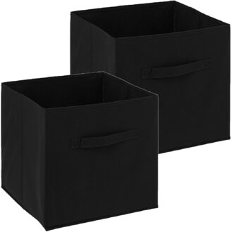 Set van 2x opbergmand 29 liter zwart 31 x 31 x 31 cm - Opbergmanden