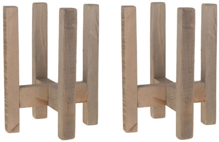 Set van 2x plantenstandaarden/voeten Historic hout 16 x 22 cm