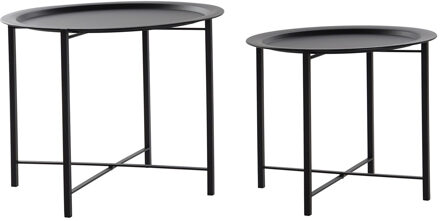 Set van 2x plantenstandaards rond metaal zwart 44/49 cm