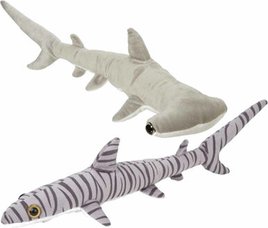 Set van 2x pluche haaien knuffels van 60 cm