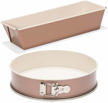 Set Van 2x Rose Gouden Bakvormen Voor Cake En Taart 25 En 28 Cm - Cakevormen
