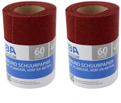 Set van 2x Schuurpapier op rol - Grof - P60 - 110mm x 4,5 meter - Korrelgrofte 60 - Verf/klus materiaal benodigdheden