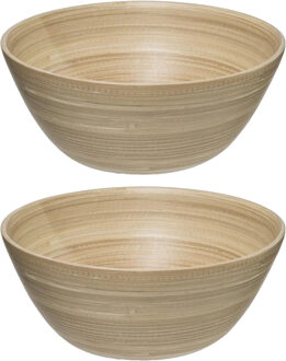 Set van 2x Secret de Gourmet - Slakom/serveer schaal- Bamboe - D30 cm - Saladeschalen Beige