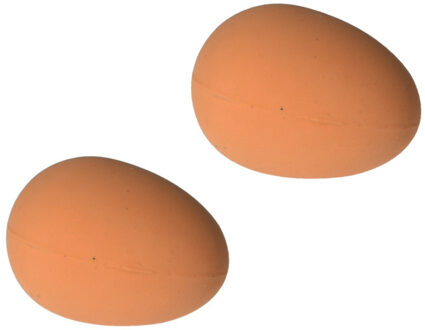 Set van 2x stuiterend fop ei - rubber - bruin - 5 cm