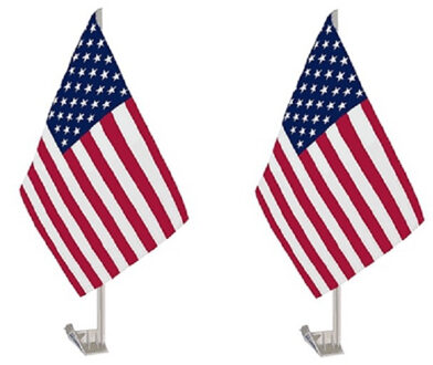 Set van 2x stuks Amerika/USA autoraamvlag 28 x 44 cm - Amerikaanse auto feestartieklen/versiering