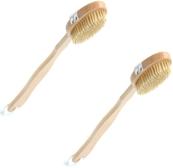 Set van 2x stuks bad/douche scrub borstels van hout 43 cm