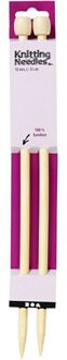 Set van 2x stuks bamboe breinaalden nr.10 - Breien - kinderen en volwassenen - 35 cm Beige