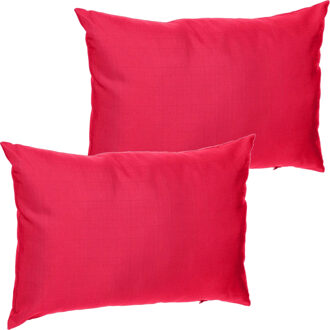 Set van 2x stuks bank/sier/tuin kussens voor binnen en buiten in de kleur rood 30 x 50 x 10 cm