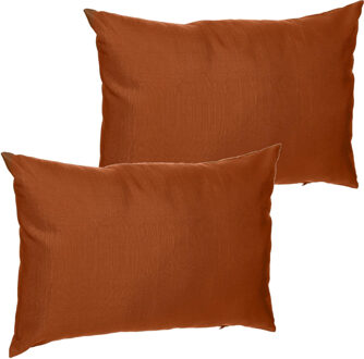 Set van 2x stuks bank/sier/tuin kussens voor binnen en buiten in de kleur terra bruin 30 x 50 x 10 c
