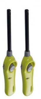 Set van 2x stuks BBQ aanstekers navulbaar lime groen 26 cm - Aansteker bbq