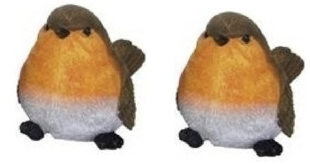 Set van 2x stuks beeldje vogel roodborstje 11 cm
