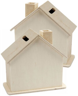 Set van 2x stuks beschilderbare hobby/knutsel spaarpot houten huisjes 10 cm