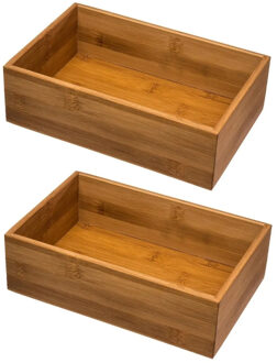 Set van 2x stuks bestekbakken/keuken organizers 1-vaks Tidy Smart bamboe 23 x 15 x 7 cm - Bestekbakken Bruin