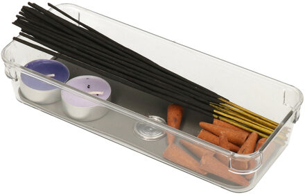 Set van 2x stuks bestekbakken/keuken organizers 1-vaks Tidy Smart grijs transparant kunststof 23 x 9 - Bestekbakken