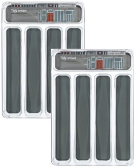 Set van 2x stuks bestekbakken/keuken organizers Tidy Smart 5-vaks grijs transparant kunststof