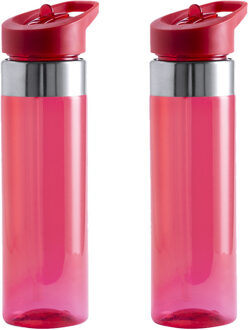 Set van 2x stuks bidon/drinkfles/waterfles 650 ml rood van kunststof