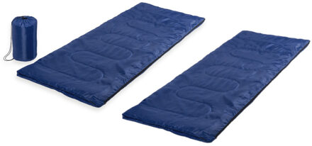 Set van 2x stuks blauwe kampeer 1 persoons slaapzakken dekenmodel 75 x 185 cm