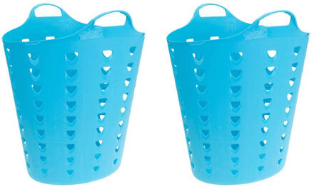 Set van 2x stuks blauwe wasmand flexibel 60 liter - Wasmanden