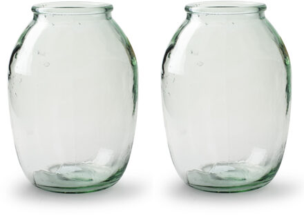 Set van 2x stuks bloemenvazen - Eco glas transparant - H21 x D15 cm - Vazen