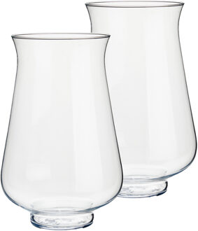 Set van 2x stuks bloemenvazen van glas 21 x 31 cm - Vazen Transparant