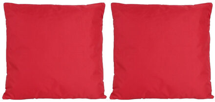 Set van 2x stuks buiten/woonkamer/slaapkamer kussens in het rood 45 x 45 cm - Sierkussens
