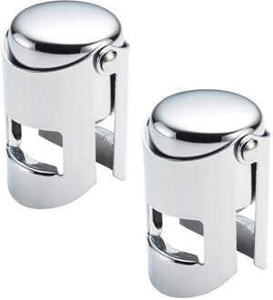 Set van 2x stuks champagnefles stoppers/afsluiters verchroomd