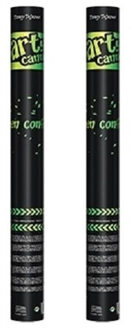 Set van 2x stuks confetti kanonnen/shooters groen 60 cm - Feestartikelen sint patricksday of een groene kleur feest