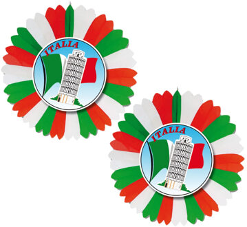 Set van 2x stuks decoratie waaier thema vlag Italie van 60 cm van papier