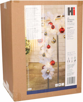 Set van 2x stuks dennenslingers/dennen guirlandes wit met kerstballen en licht 500 cm