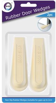Set van 2x stuks deurstoppers/deurwiggen - wit - 12 cm - rubber - Deurstoppers Crème