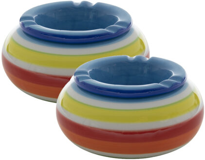 Set van 2x stuks dolomite keramiek storm asbakken blauw 11.5 x 6.5 cm - Asbakken