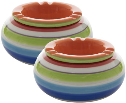 Set van 2x stuks dolomite keramiek storm asbakken oranje 11.5 x 6.5 cm
