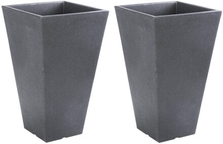 Set van 2x stuks donker grijze buiten plantenpotten 55 cm - Plantenpotten Grijs