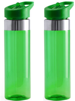 Set van 2x stuks drinkfles/waterfles/sport bidon groen kunststof 650 ml - Drinkflessen