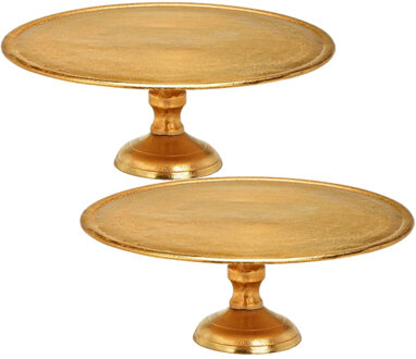 Set van 2x stuks etageres 1-laags/kaarsenplateau goud van metaal B31 x H12 cm