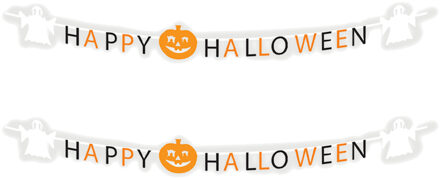 Set van 2x stuks feestdecoratie Halloween vlaggenlijn/slinger 2,5 meter
