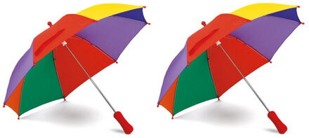 Set van 2x stuks gekleurde paraplu voor kinderen 68 cm - Manueel - Paraplus/ regenbescherming