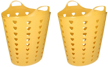 Set van 2x stuks gele wasmand flexibel 47 cm - Wasmanden Geel