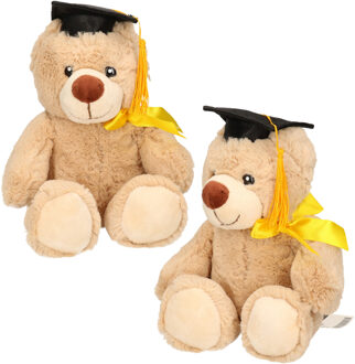 Set van 2x stuks geslaagd thema cadeau beer beige 20 cm