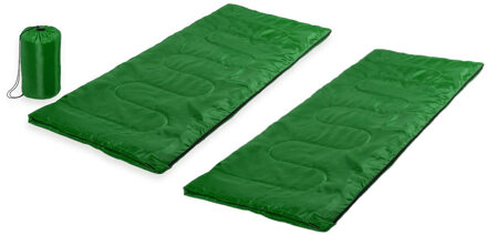 Set van 2x stuks groene kampeer 1 persoons slaapzakken dekenmodel 75 x 185 cm - Kamperen en outdoor artikelen kampeerslaapzakken
