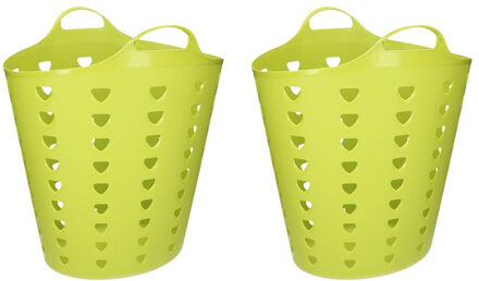 Set van 2x stuks groene wasmand flexibel 60 liter - Action products