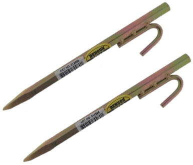 Set van 2x stuks grondpennen/tentharingen goud staal met open oog 30 cm