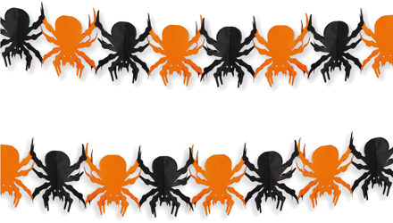Set van 2x stuks halloween/Horror thema spinnen feestslinger 3 meter van papier