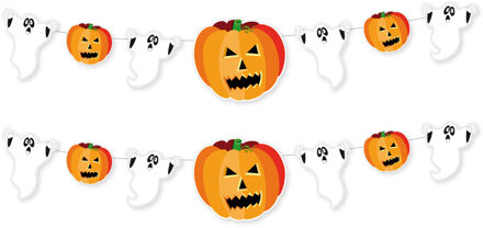Set van 2x stuks halloween/horror thema spoken/pompoenen slinger 1,6 meter