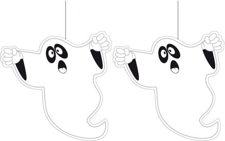 Set van 2x stuks halloween thema hangende spook/geest decoratie 20 cm